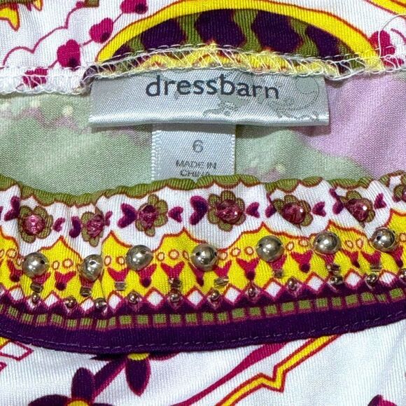 Dressbarn Womens Paisley Dress Scoop Neckline Sleeveless & Belt Size 6 Whimsical - Picture 2 of 5